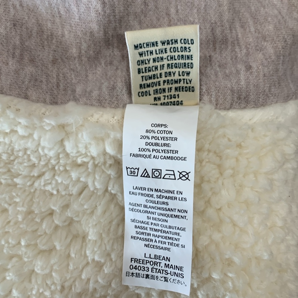 LLBean women’s Fleece lined Cardigan Jacket Size XL Gray&Creme color fleece - Picture 7 of 7